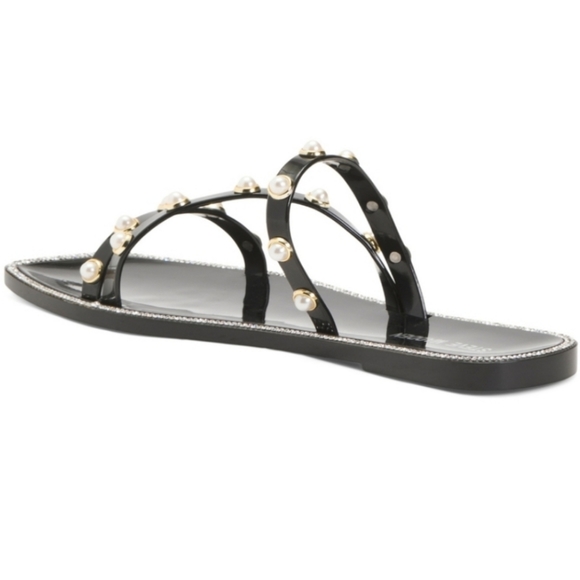 NIB Steve Madden Nonii Black Pearl Embellishments/ Rhinestones Jelly San… - Picture 5 of 5